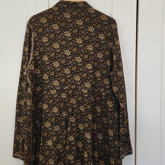 Natural Life Christa Knit Cotton Maxi Dress Black Tan Daisies Size XL - Picture 9 of 14
